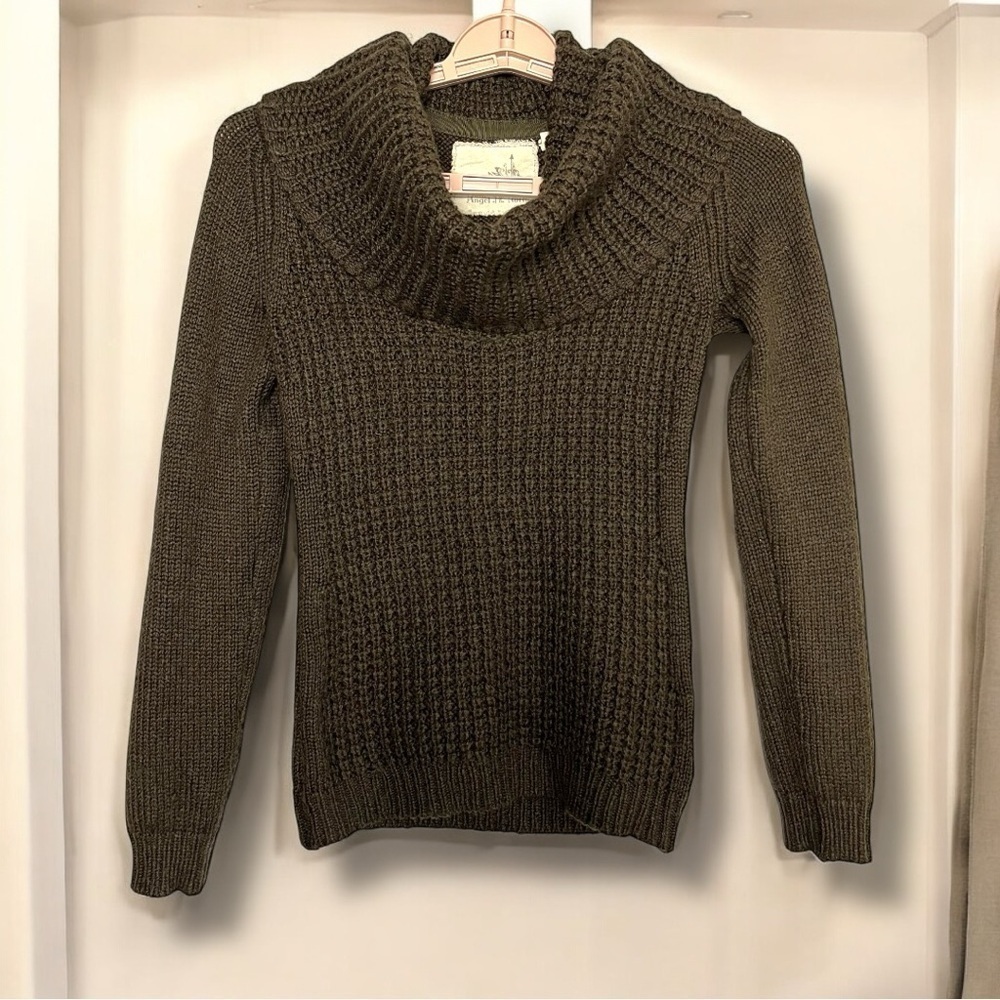 Angel of the North Anthropologie Sweater Sz XS Waffle Cowl Neck Wool Mohair Boho